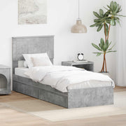 Bed met lade 75x190 cm beton grijs bewerkt hout