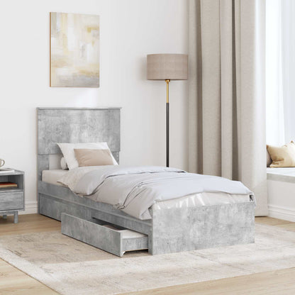 Bedframe met lade Beton Grijs 75 x 190 cm Bewerkt hout
