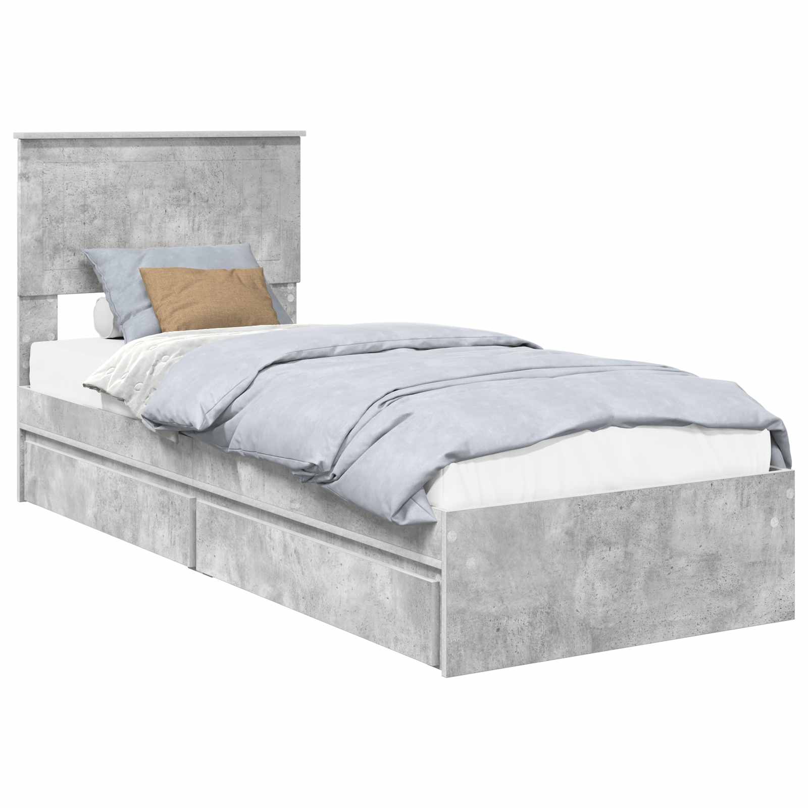 Bedframe met lade Beton Grijs 75 x 190 cm Bewerkt hout