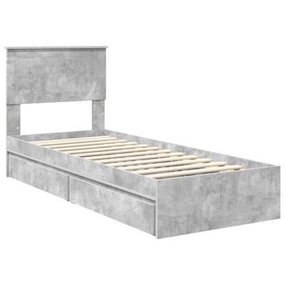 Bedframe met lade Beton Grijs 75 x 190 cm Bewerkt hout