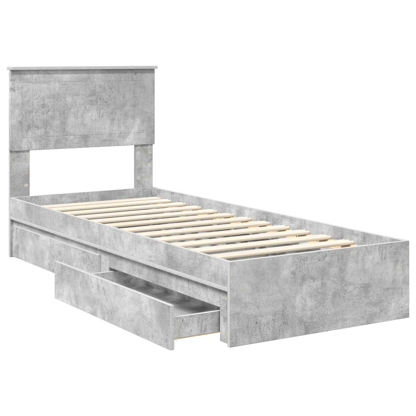 Bedframe met lade Beton Grijs 75 x 190 cm Bewerkt hout