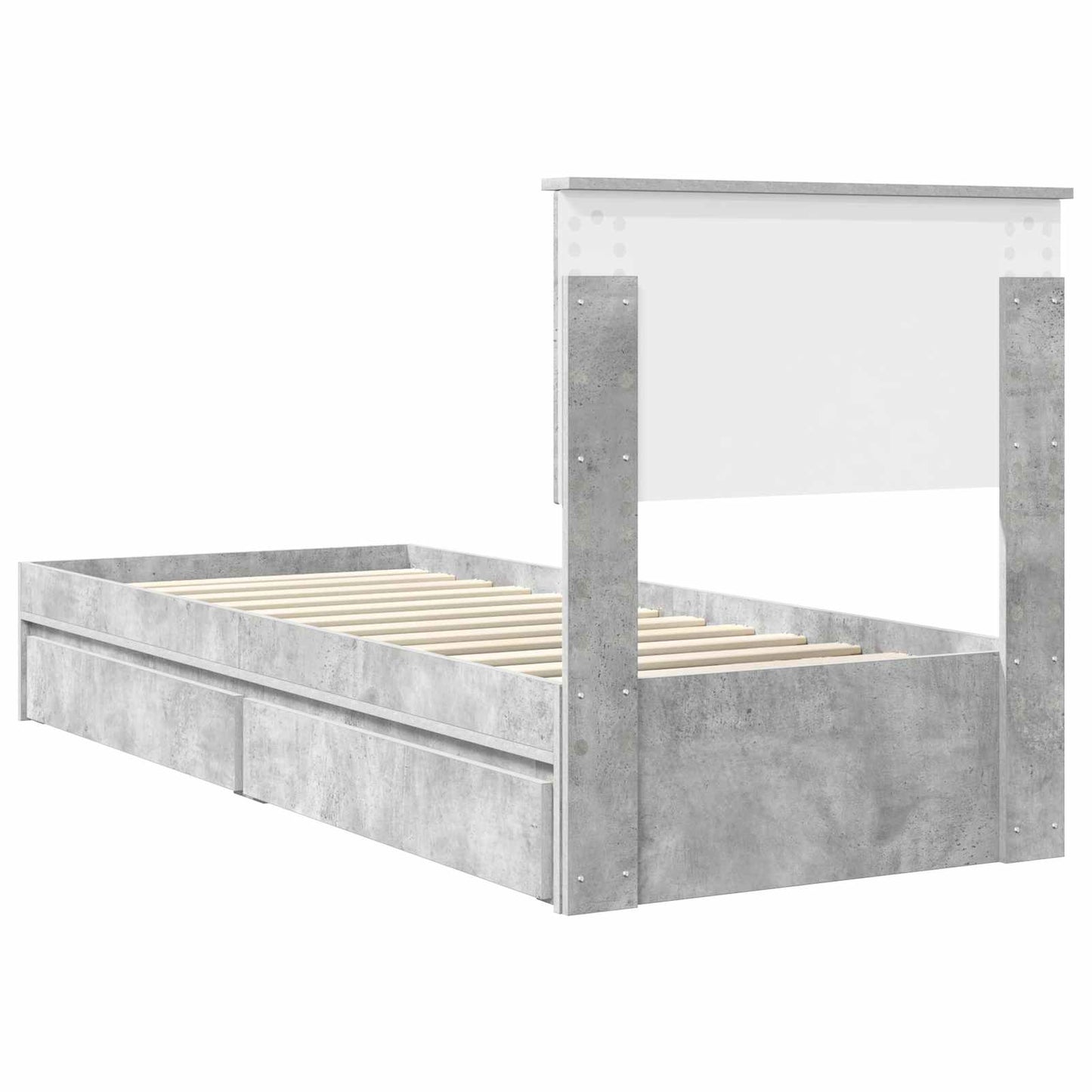 Bedframe met lade Beton Grijs 75 x 190 cm Bewerkt hout