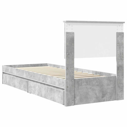 Bedframe met lade Beton Grijs 75 x 190 cm Bewerkt hout
