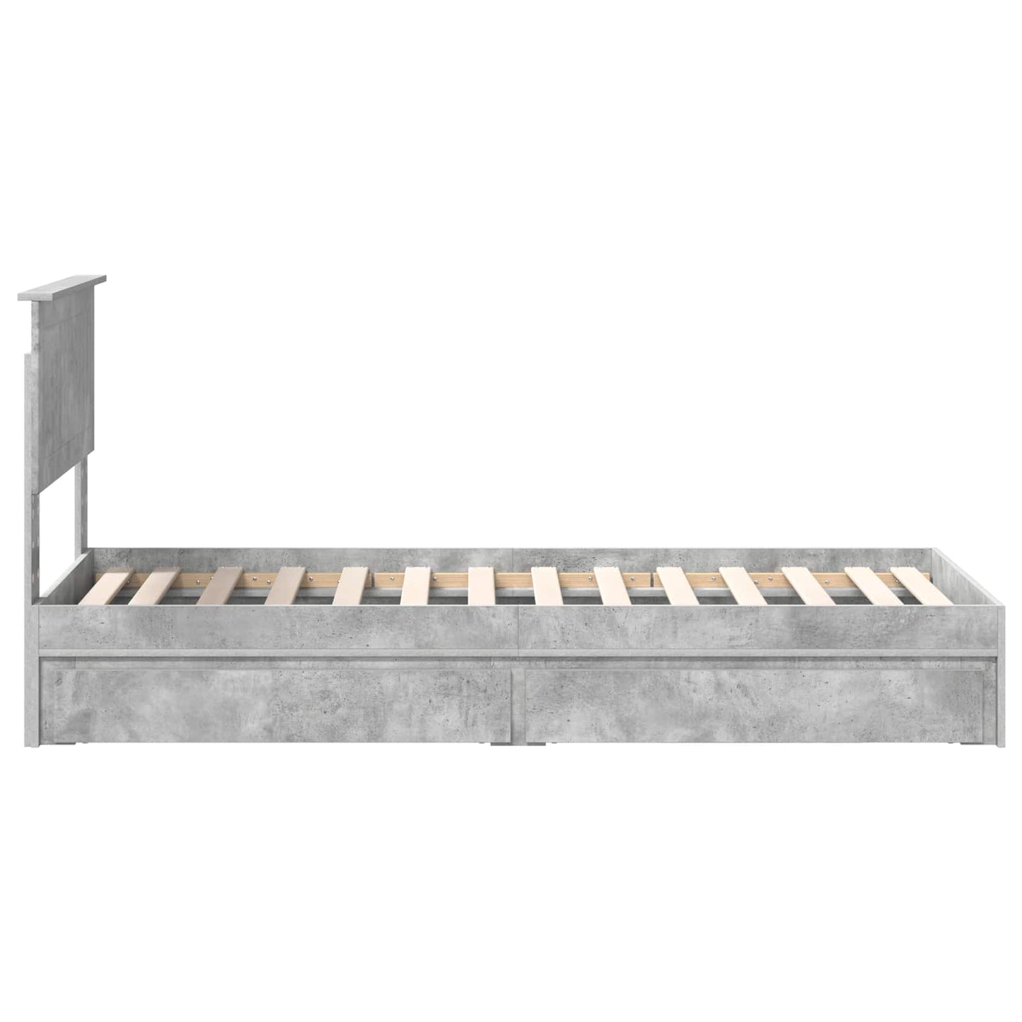 Bedframe met lade Beton Grijs 75 x 190 cm Bewerkt hout