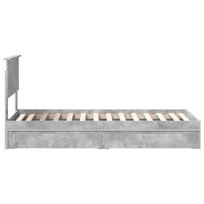 Bedframe met lade Beton Grijs 75 x 190 cm Bewerkt hout