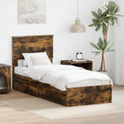 Opslagbed met lade gerookt eiken 75 x 190 cm