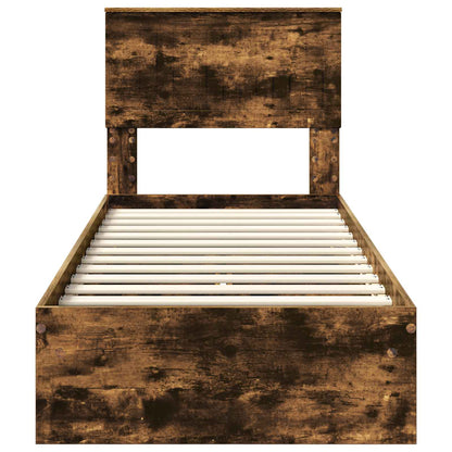 Bedframe met lade Gerookt eiken 75 x 190 cm Bewerkt hout