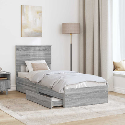 Opslag bed met hoofdeinde Grijs Sonoma 75 x 190 cm Bewerkt hout
