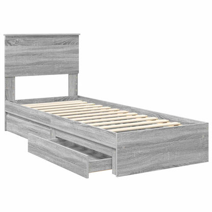 Opslag bed met hoofdeinde Grijs Sonoma 75 x 190 cm Bewerkt hout