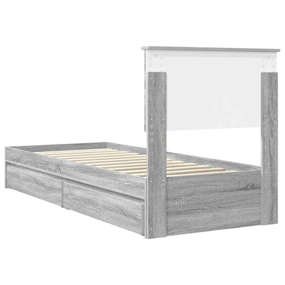Opslag bed met hoofdeinde Grijs Sonoma 75 x 190 cm Bewerkt hout