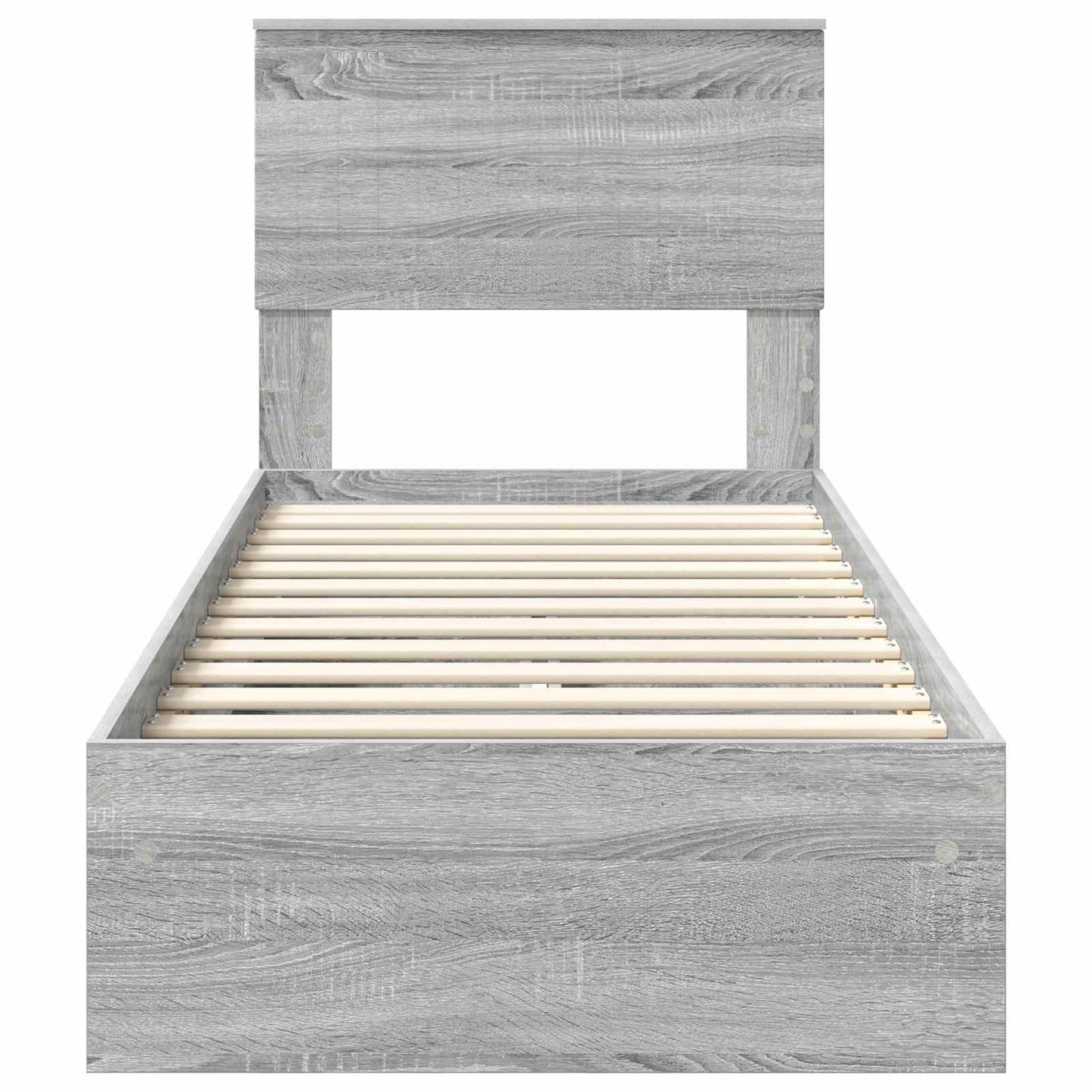 Opslag bed met hoofdeinde Grijs Sonoma 75 x 190 cm Bewerkt hout
