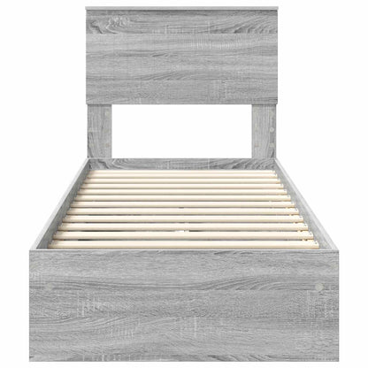 Opslag bed met hoofdeinde Grijs Sonoma 75 x 190 cm Bewerkt hout