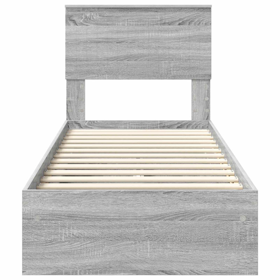 Opslag bed met hoofdeinde Grijs Sonoma 75 x 190 cm Bewerkt hout