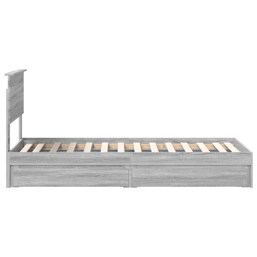 Opslag bed met hoofdeinde Grijs Sonoma 75 x 190 cm Bewerkt hout