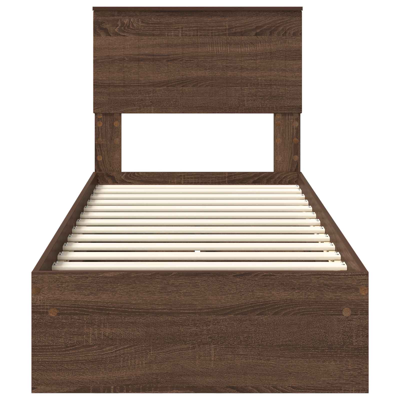 Bedframe met lade Bruin Eiken 75 x 190 cm Bewerkt hout