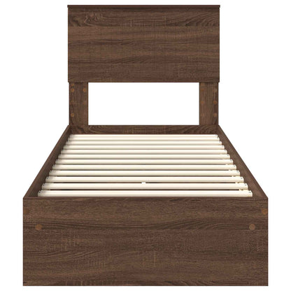 Bedframe met lade Bruin Eiken 75 x 190 cm Bewerkt hout