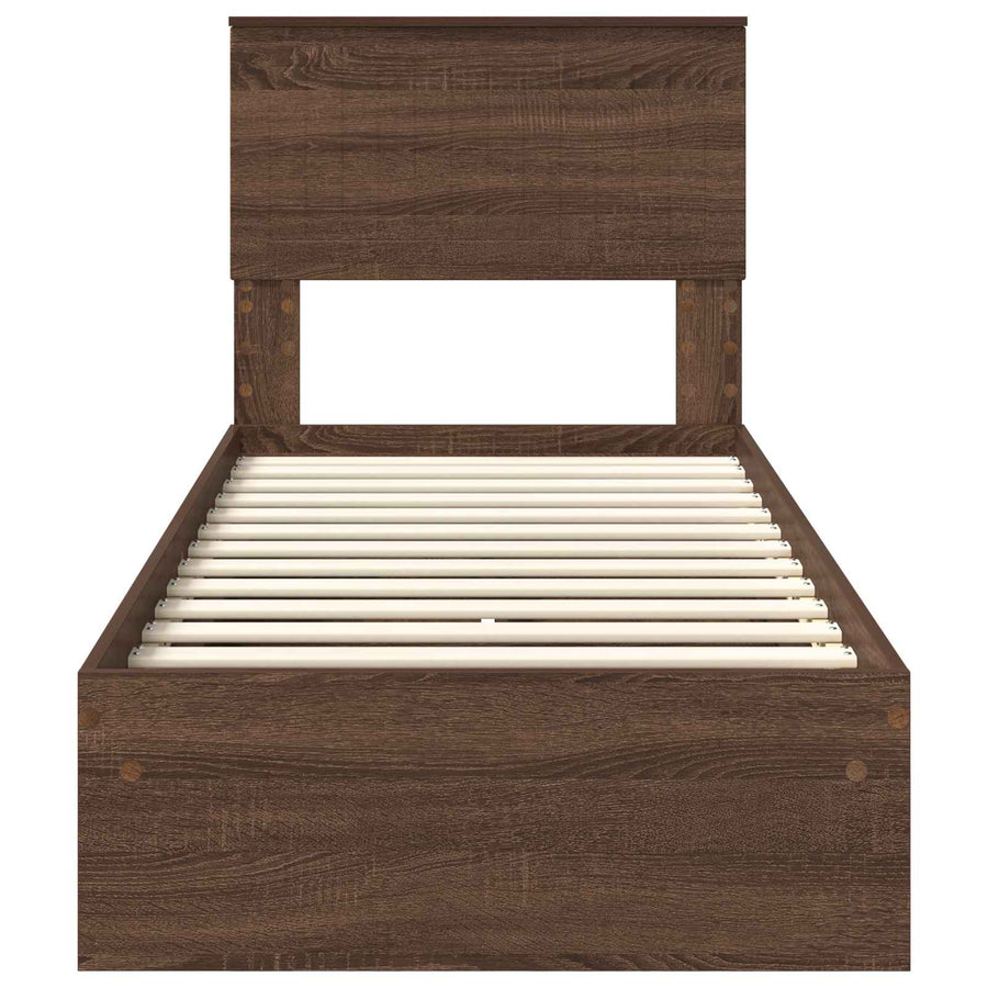 Bedframe met lade Bruin Eiken 75 x 190 cm Bewerkt hout