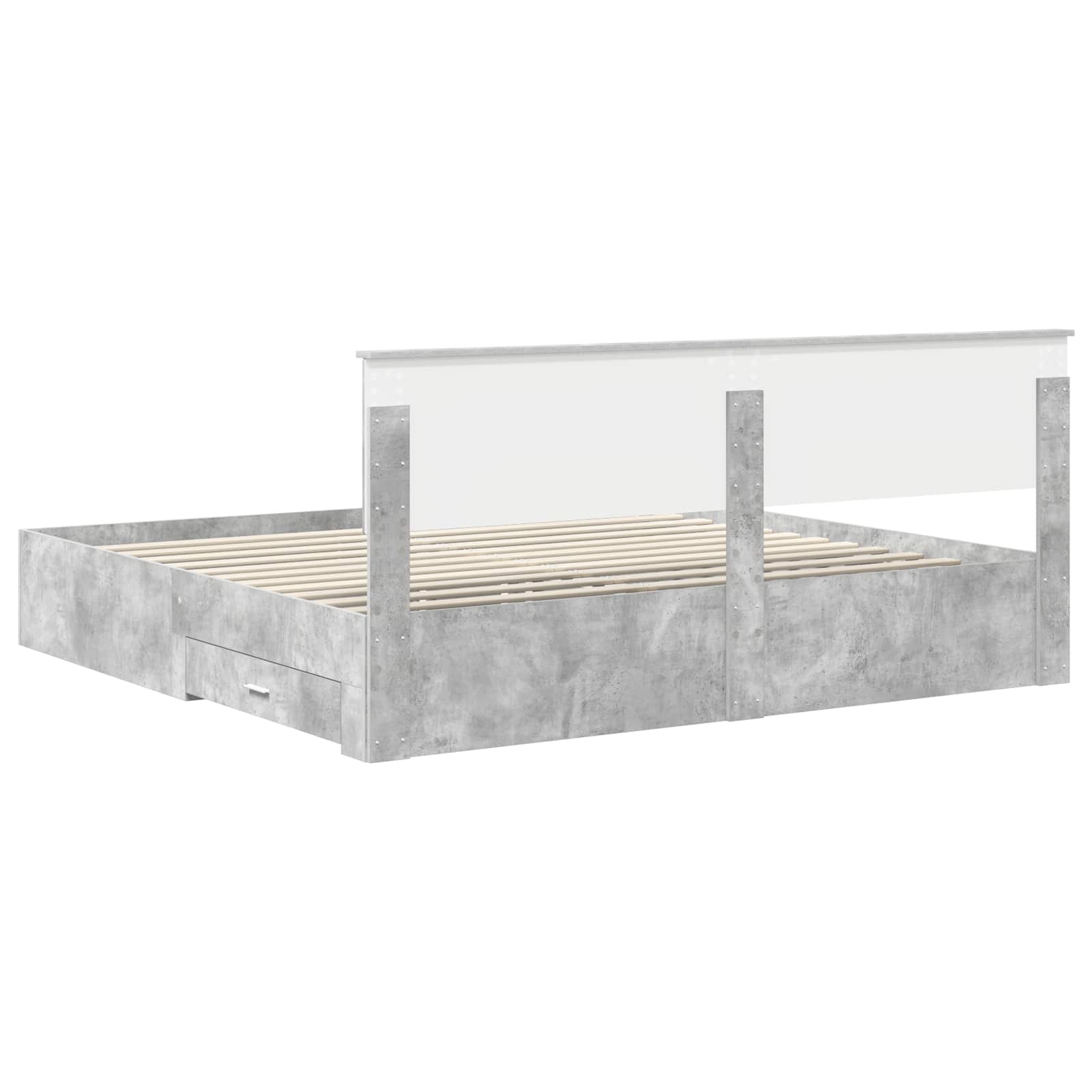 Bedframe met hoofdeinde Beton Grijs 200 x 200 cm Bewerkt hout