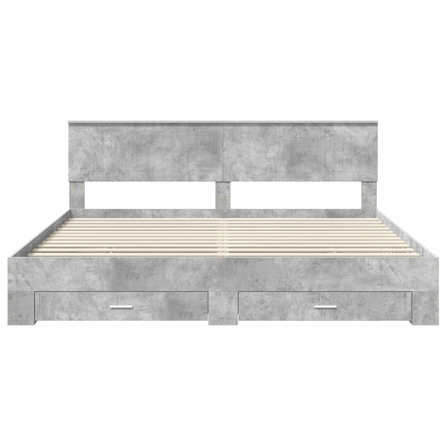 Bedframe met hoofdeinde Beton Grijs 200 x 200 cm Bewerkt hout