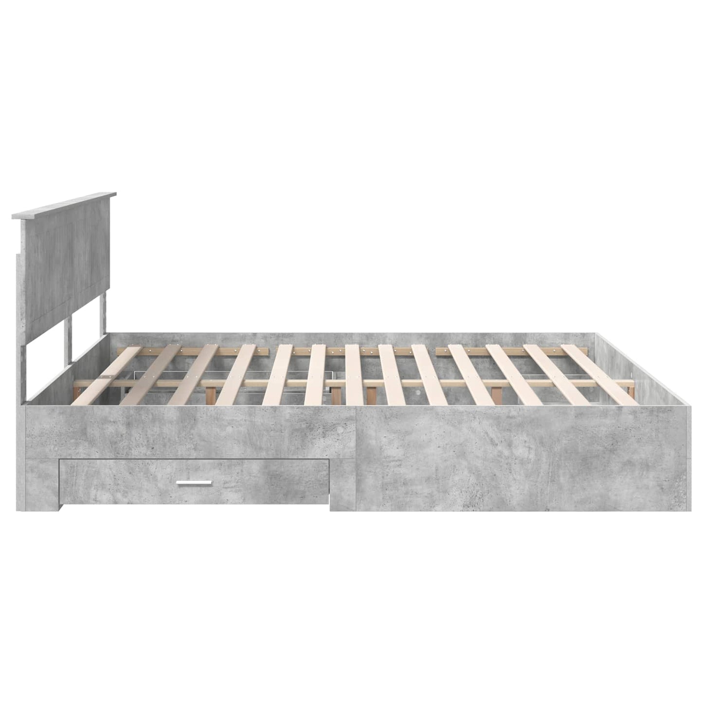 Bedframe met hoofdeinde Beton Grijs 200 x 200 cm Bewerkt hout