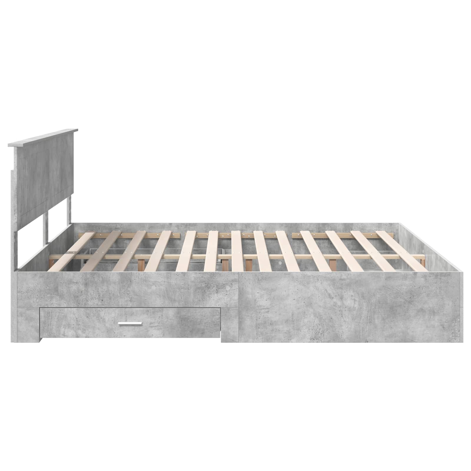 Bedframe met hoofdeinde Beton Grijs 200 x 200 cm Bewerkt hout