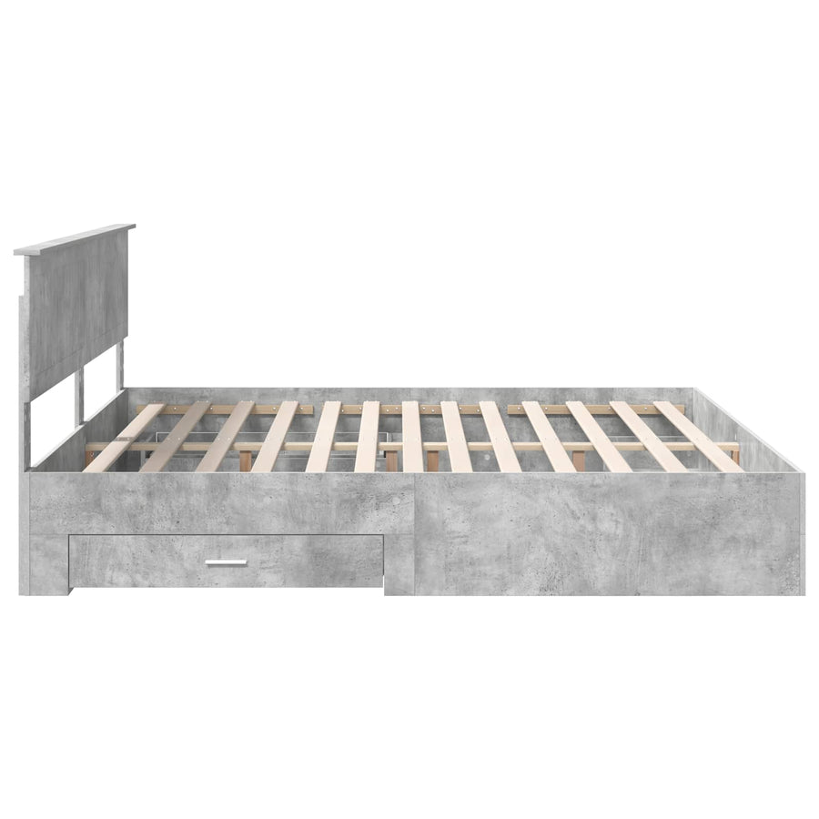 Bedframe met hoofdeinde Beton Grijs 200 x 200 cm Bewerkt hout