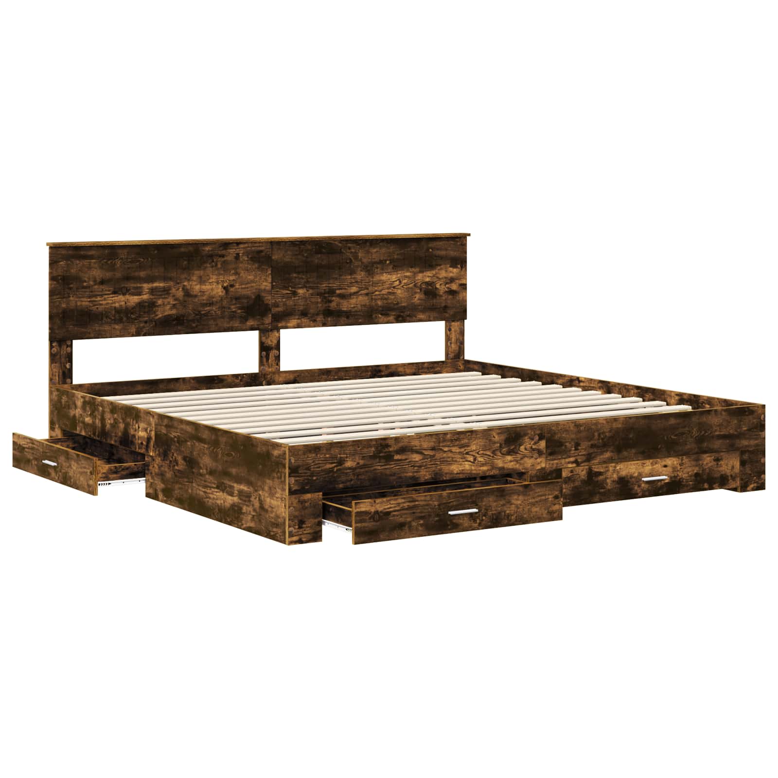 Bedframe met hoofdeinde Gerookt eiken 200 x 200 cm Bewerkt hout