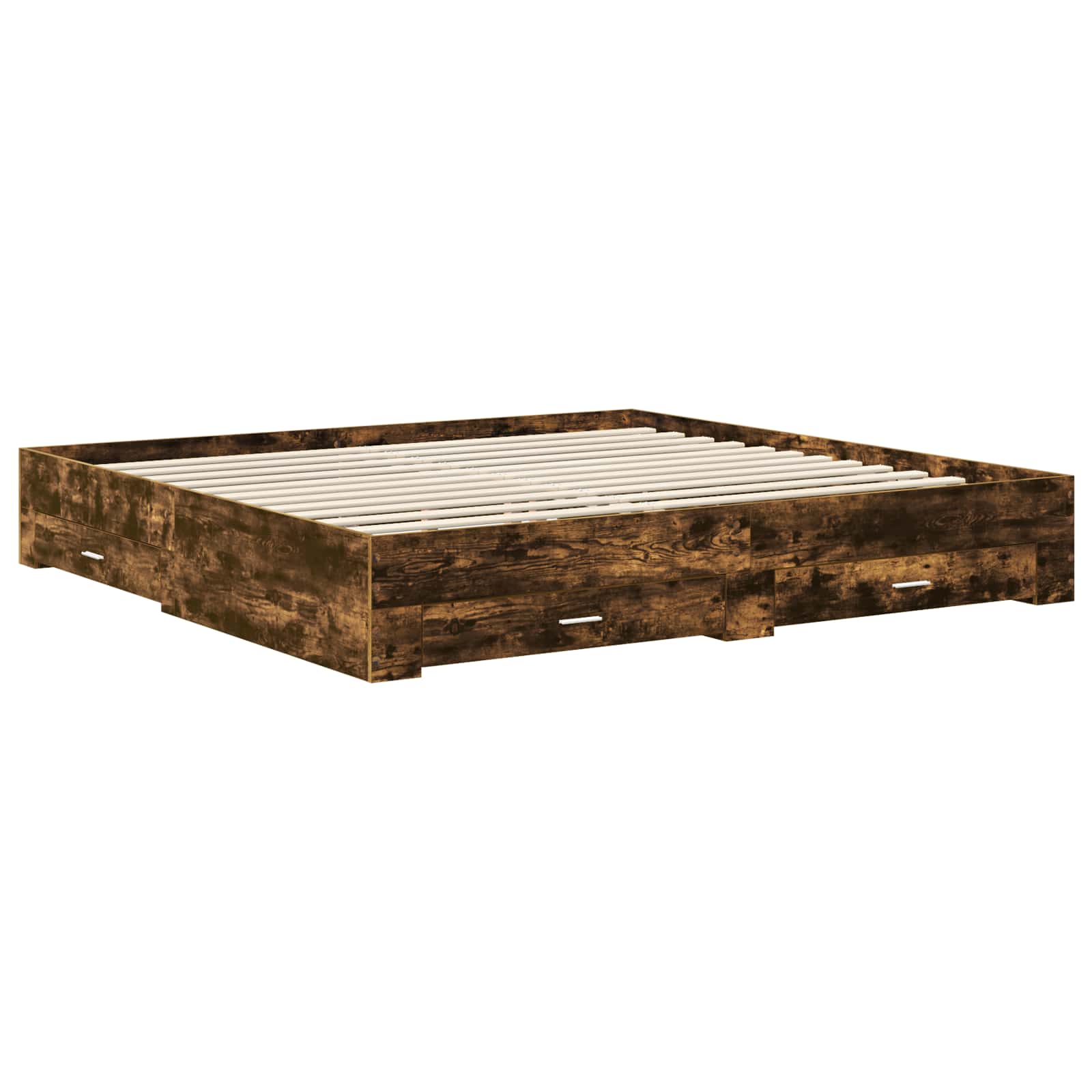 Bedframe met hoofdeinde Gerookt eiken 200 x 200 cm Bewerkt hout