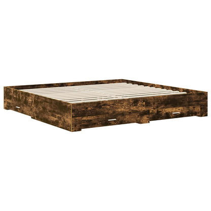 Bedframe met hoofdeinde Gerookt eiken 200 x 200 cm Bewerkt hout