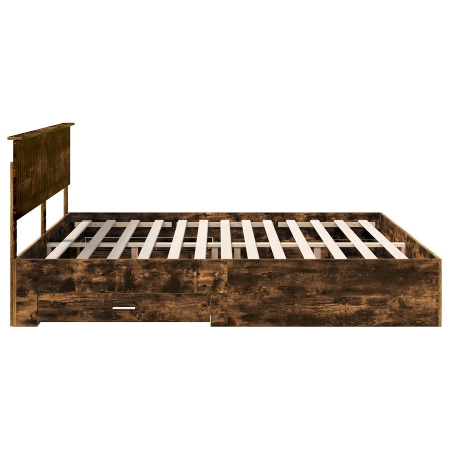 Bedframe met hoofdeinde Gerookt eiken 200 x 200 cm Bewerkt hout