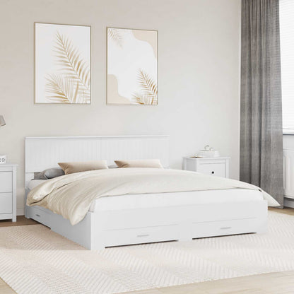 Bedframe met hoofdeinde met lade Wit 180 x 200 cm Bewerkt hout