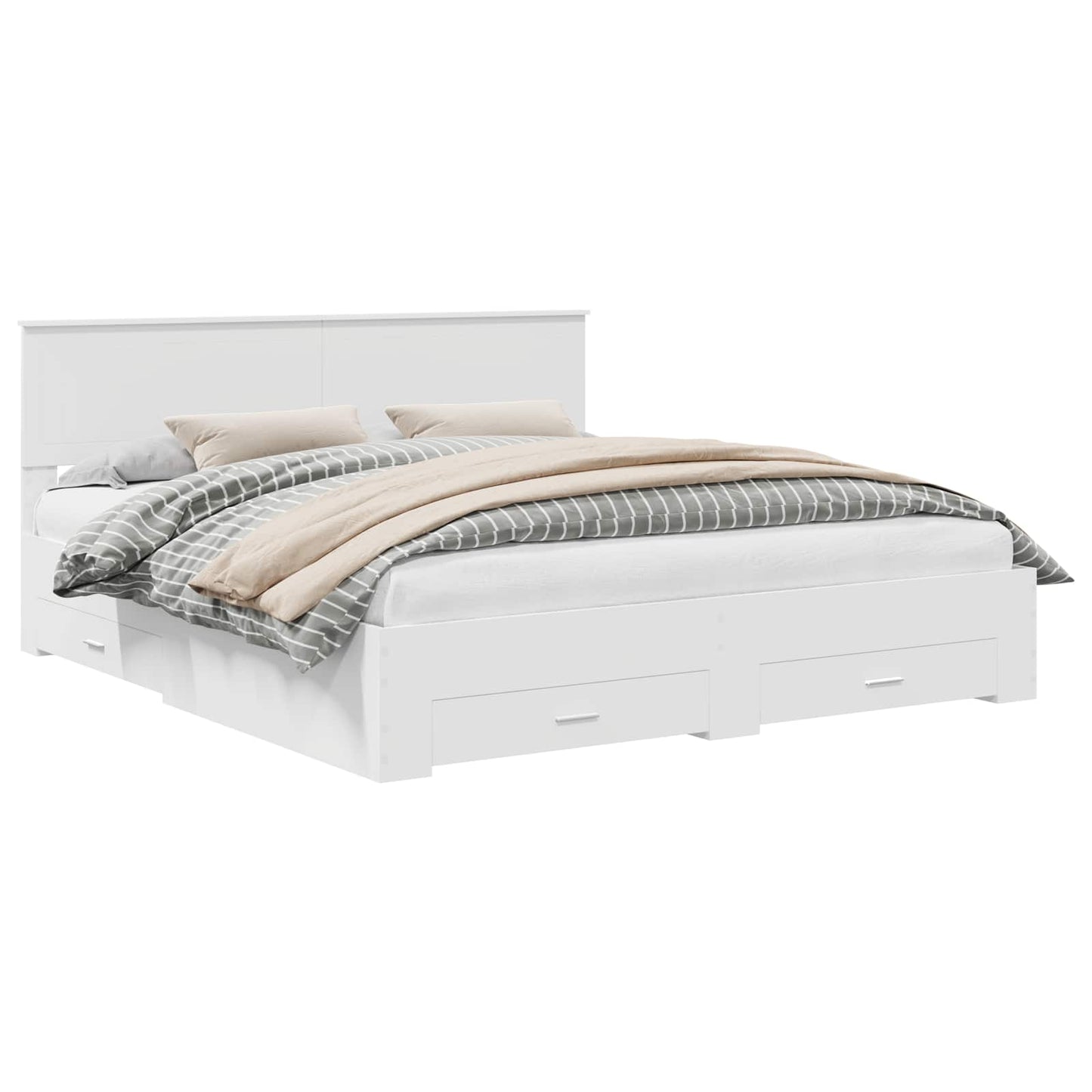 Bedframe met hoofdeinde met lade Wit 180 x 200 cm Bewerkt hout