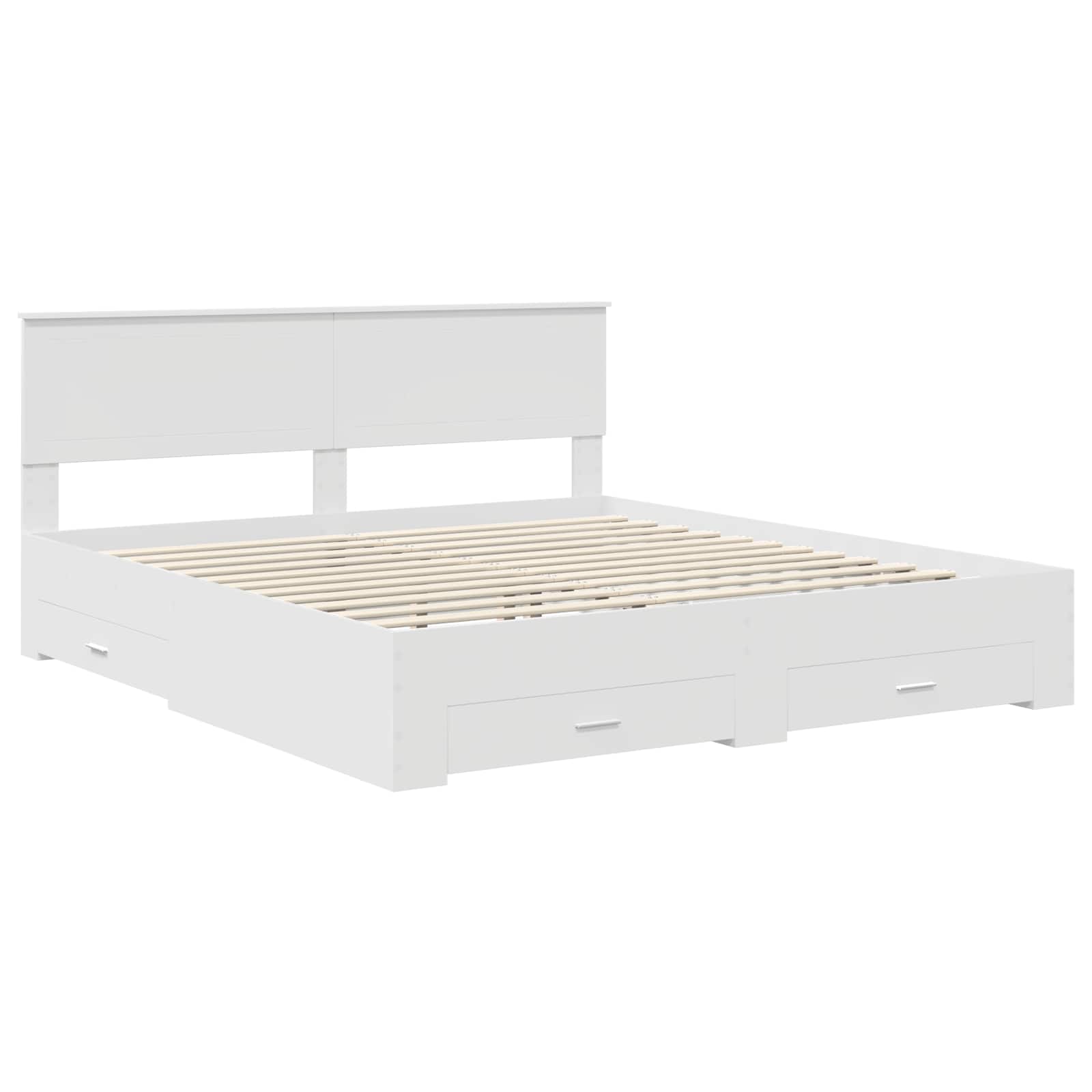 Bedframe met hoofdeinde met lade Wit 180 x 200 cm Bewerkt hout