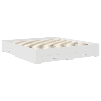 Bedframe met hoofdeinde met lade Wit 180 x 200 cm Bewerkt hout