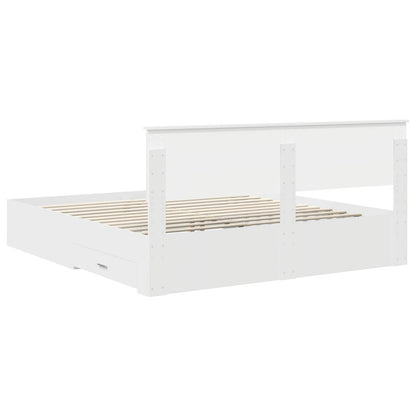 Bedframe met hoofdeinde met lade Wit 180 x 200 cm Bewerkt hout