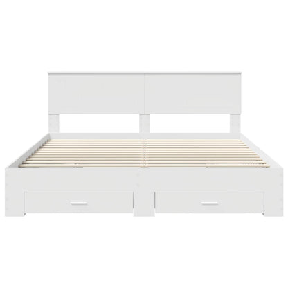 Bedframe met hoofdeinde met lade Wit 180 x 200 cm Bewerkt hout
