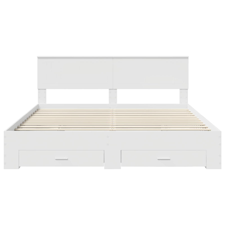 Bedframe met hoofdeinde met lade Wit 180 x 200 cm Bewerkt hout