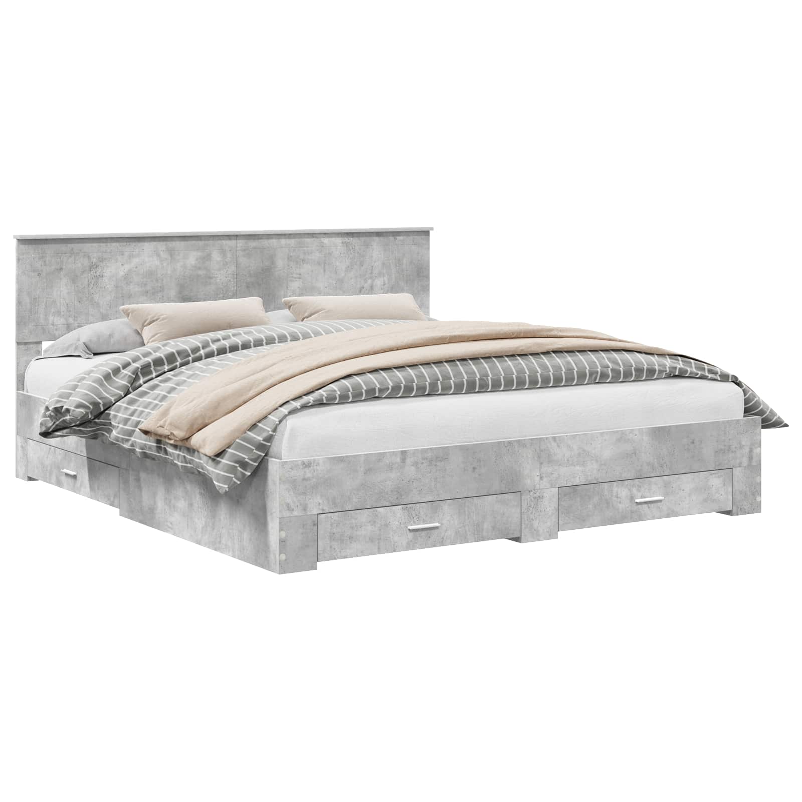Bedframe met hoofdeinde Beton Grijs 180 x 200 cm Bewerkt hout