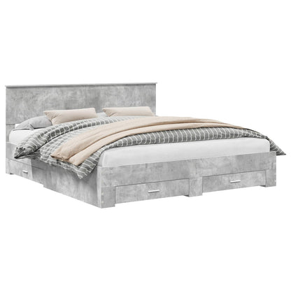 Bedframe met hoofdeinde Beton Grijs 180 x 200 cm Bewerkt hout