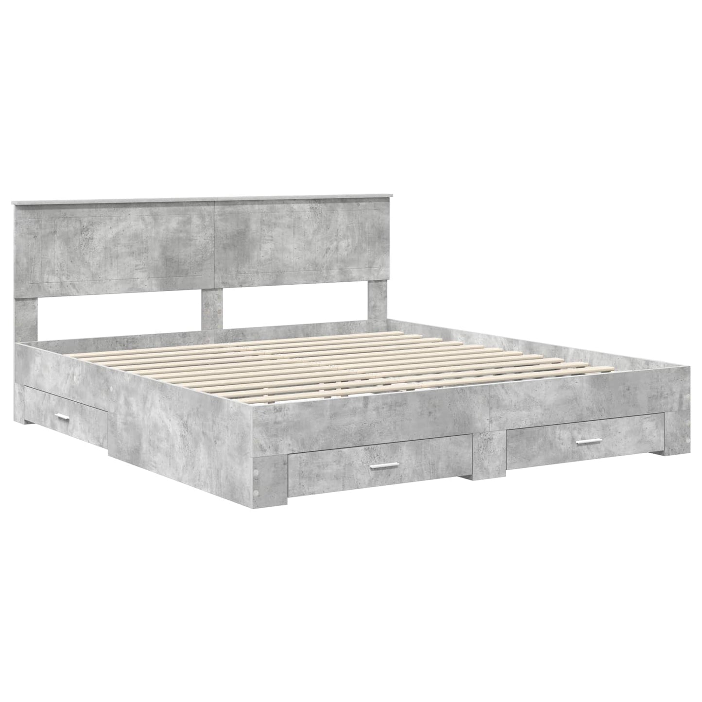 Bedframe met hoofdeinde Beton Grijs 180 x 200 cm Bewerkt hout