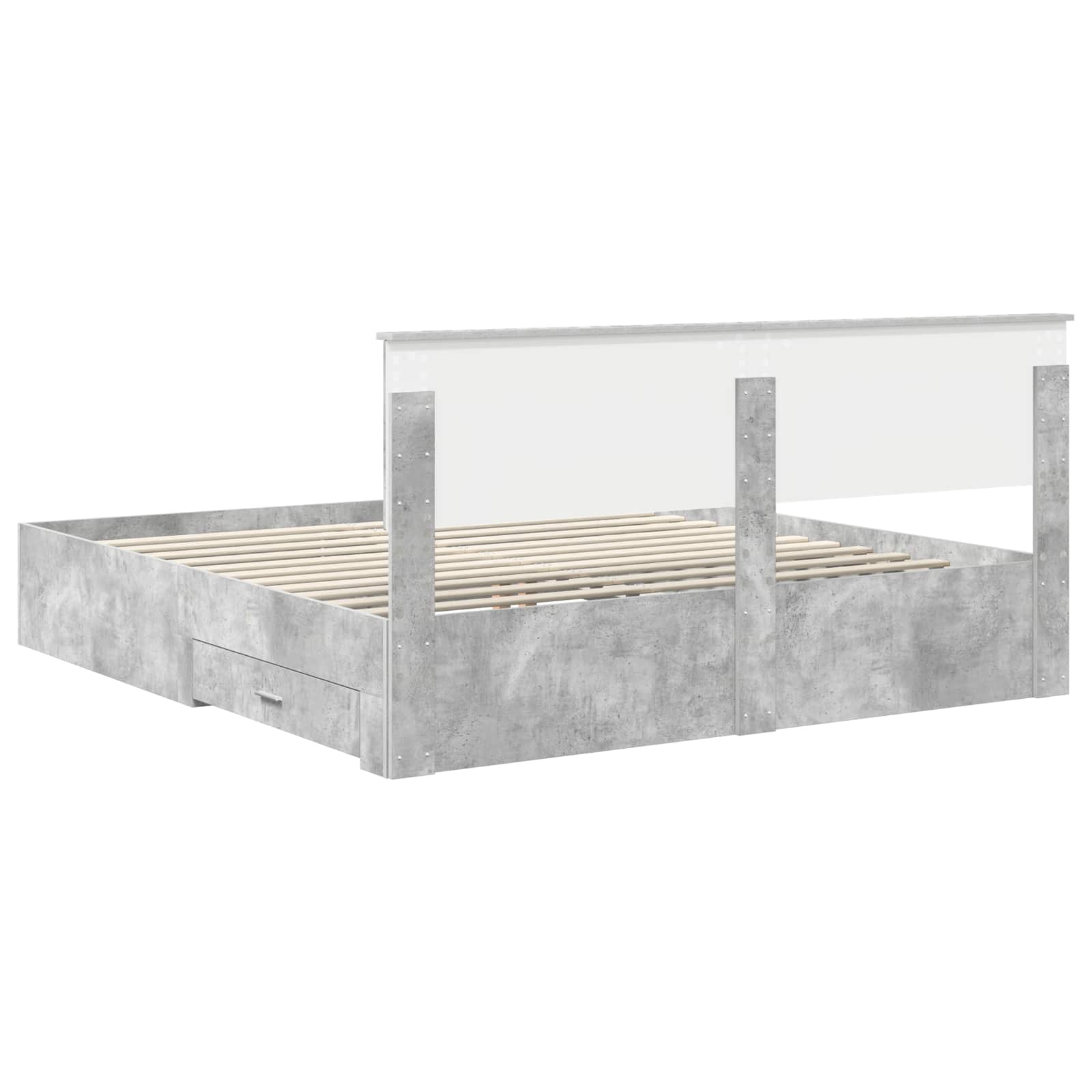 Bedframe met hoofdeinde Beton Grijs 180 x 200 cm Bewerkt hout