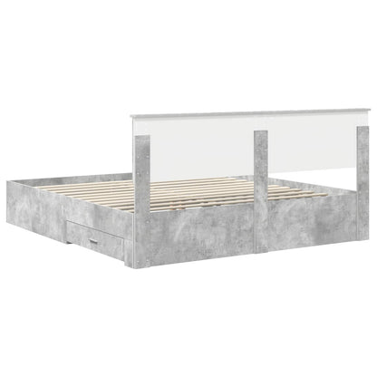 Bedframe met hoofdeinde Beton Grijs 180 x 200 cm Bewerkt hout
