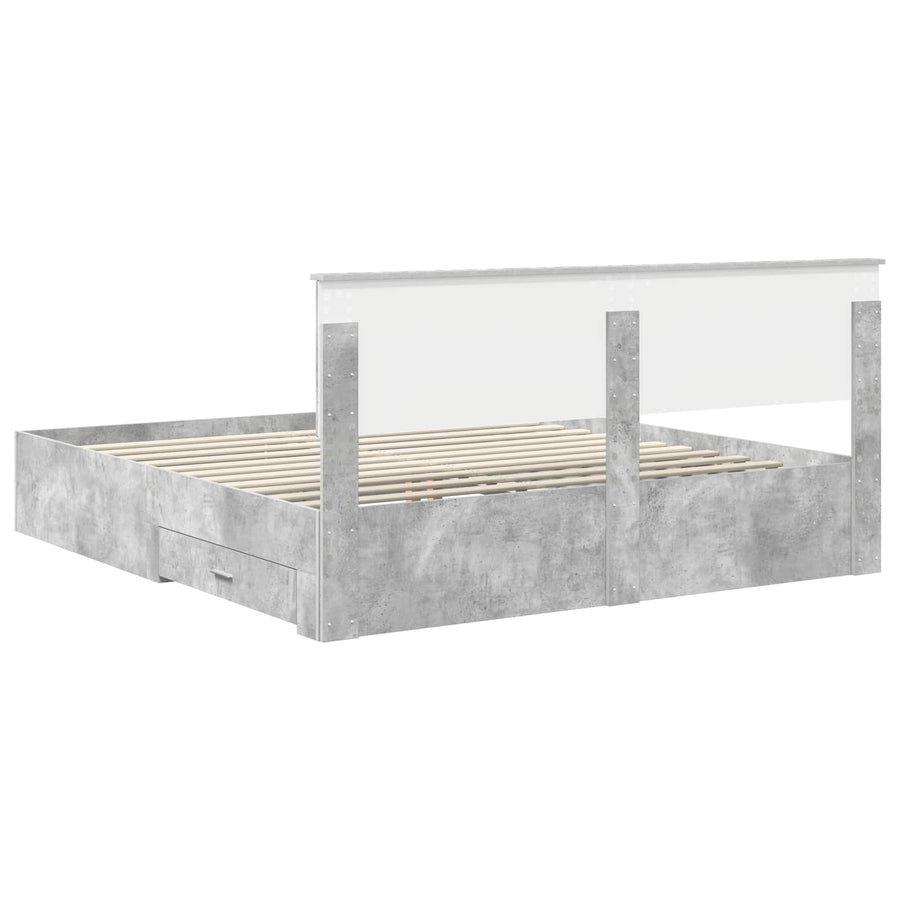 Bedframe met hoofdeinde Beton Grijs 180 x 200 cm Bewerkt hout