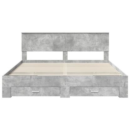 Bedframe met hoofdeinde Beton Grijs 180 x 200 cm Bewerkt hout