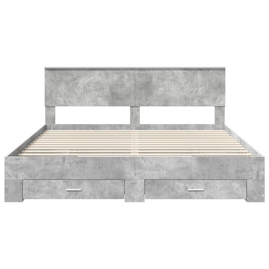 Bedframe met hoofdeinde Beton Grijs 180 x 200 cm Bewerkt hout