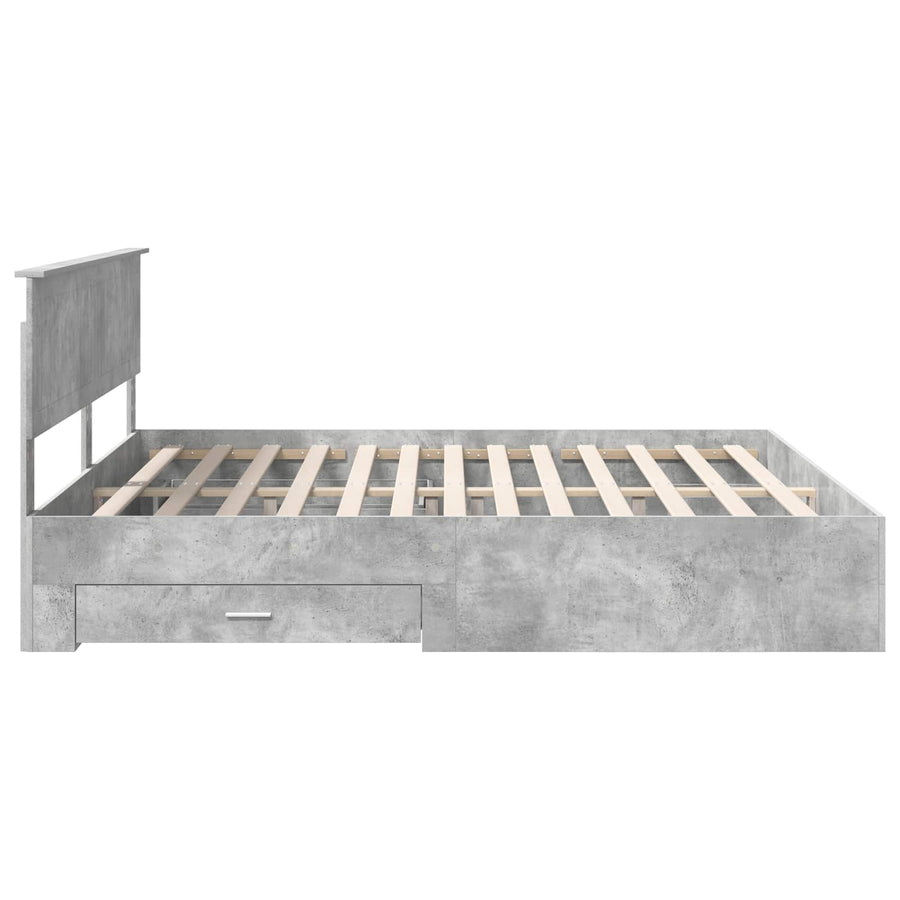 Bedframe met hoofdeinde Beton Grijs 180 x 200 cm Bewerkt hout