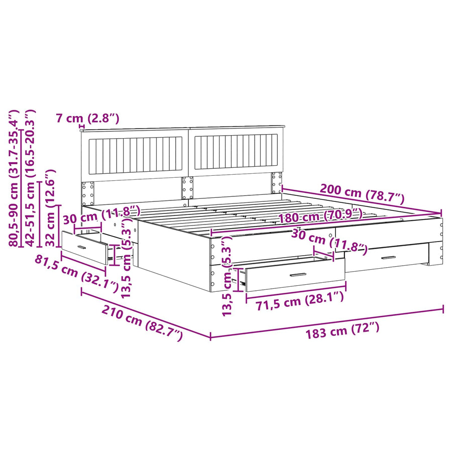 Bedframe met hoofdeinde Beton Grijs 180 x 200 cm Bewerkt hout