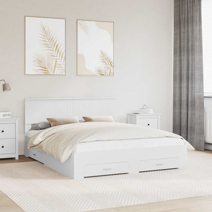 Bedframe met hoofdeinde met lade Wit 160 x 200 cm Bewerkt hout