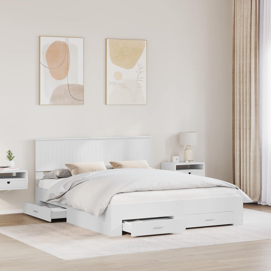 Bedframe met hoofdeinde met lade Wit 160 x 200 cm Bewerkt hout