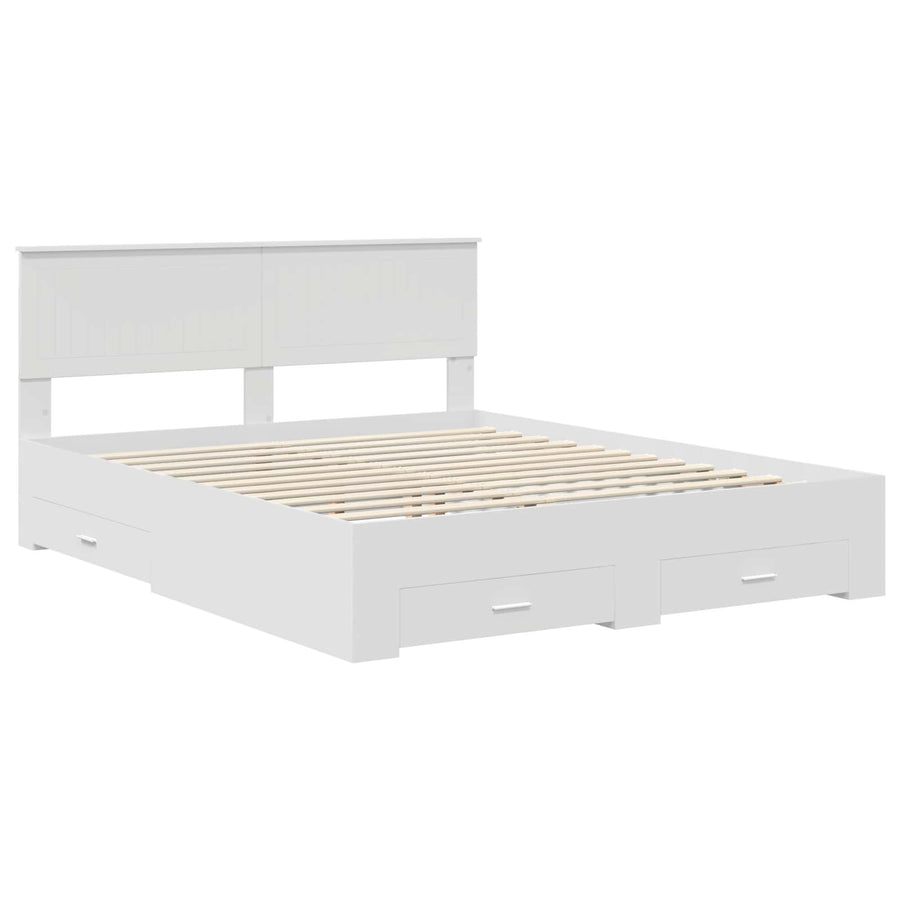 Bedframe met hoofdeinde met lade Wit 160 x 200 cm Bewerkt hout